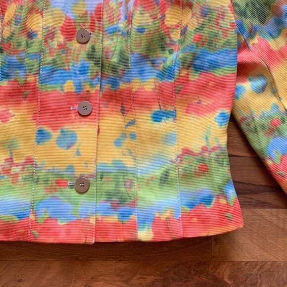 Vtg Albert Makali Jacket Short Colorful Lined Long Sleeve Button Shirt USA 8 - Picture 9 of 12